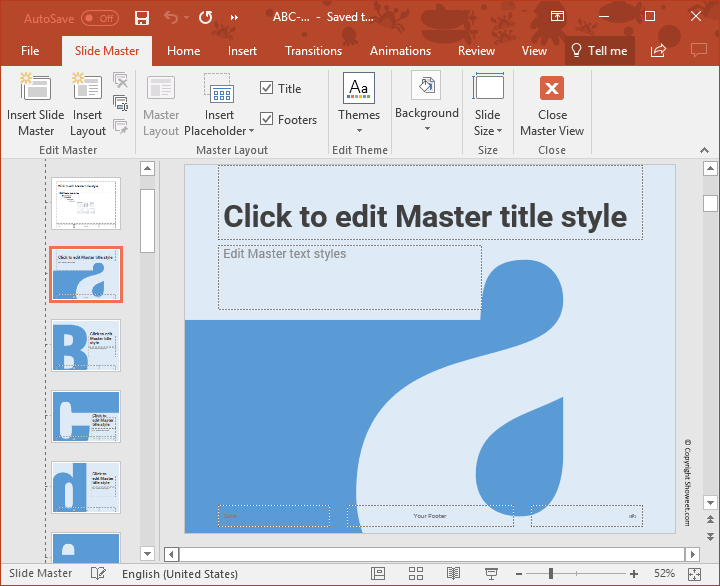 ABC PowerPoint Template is built with Master Slides