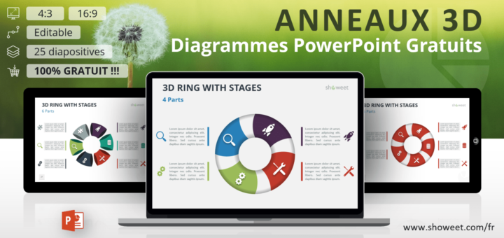 Anneaux 3D - Diagrammes gratuits pour PowerPoint