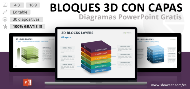 Bloques 3D con Capas para PowerPoint