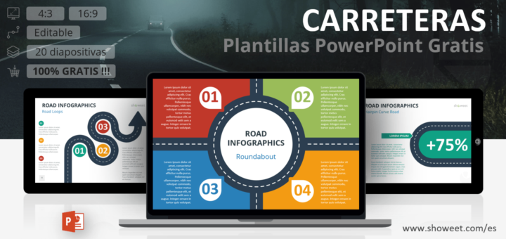 Plantillas Infográficas de Carreteras para PowerPoint