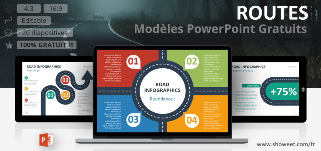 Modèles gratuits Google Slides et PowerPoint Route