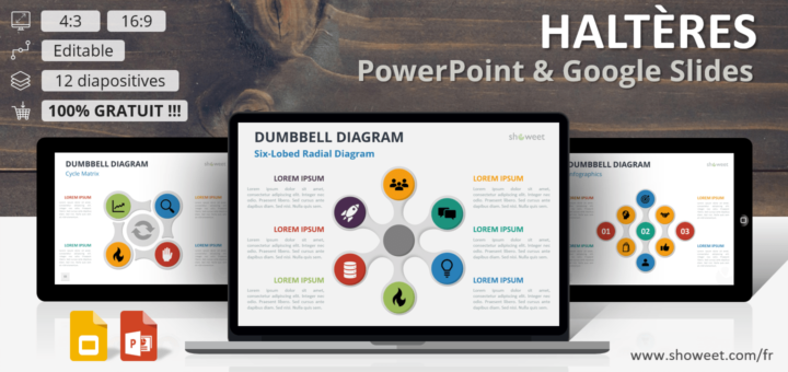 Diagrammes Gratuits Haltères pour PowerPoint et Google Slides