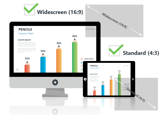 Pencils Infographics for PowerPoint - Optimized for Widescreen and Standard Layouts