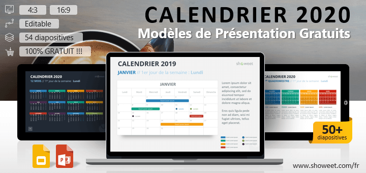 Calendrier 2020 pour PowerPoint et Google Slides