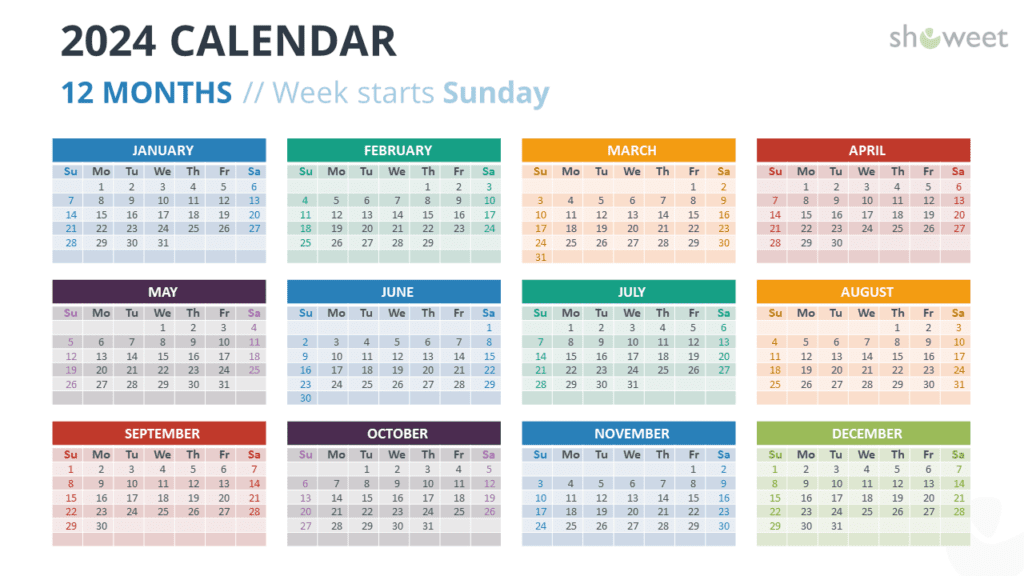 2024 Calendar Presentation Template for PowerPoint and Google Slides